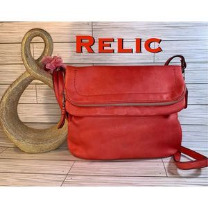 Relic Red/Orange Faux Leather Crossbody HandBag